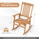 Acacia wood oversized rocking chair with high back and armrests, designed for outdoor relaxation, supports 400 lbs.