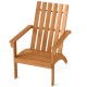 Natural acacia wood Adirondack chair with ergonomic backrest and armrests, ideal for porch or backyard seating.