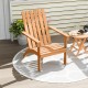 Natural acacia wood Adirondack chair with ergonomic backrest, ideal for porch or backyard relaxation.