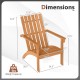 Acacia wood patio Adirondack chair dimensions with inclined seat, high backrest, and 400 lbs weight capacity for.