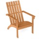 Natural acacia wood Adirondack chair with inclined seat and high backrest, perfect for porch or backyard relaxation.
