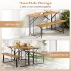 Acacia wood patio table and bench set for 2, featuring a one-side design, ideal for outdoor gatherings in gardens or.