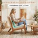 Accent chair with beige corduroy upholstery, 105-degree inclined backrest, and lumbar pillow for ergonomic support.
