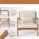 Accent chair with corduroy upholstery, curved armrests, and lumbar pillow, ideal for living rooms and home offices.