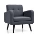 Upholstered accent chair with soft sponge cushion and rubberwood legs, perfect for modern living room relaxation.
