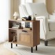 Accent side end table in natural finish with PE rattan surface, featuring storage shelf and cabinet for small spaces.