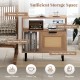 Accent side end table with PE rattan surface, featuring a storage shelf and cabinet, perfect for small spaces.
