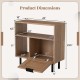 Accent side end table with storage shelf, natural wood finish, featuring compartments and a cabinet for small spaces.