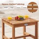 Square slatted tabletop made of acacia wood, perfect for outdoor essentials like drinks and snacks on your patio.
