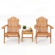 Adirondack chair set of 2 with side table, made of acacia wood, perfect for deck, garden, or porch relaxation.