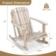 Adirondack rocking chair with slatted seat, made of acacia wood, featuring a high fanned back for outdoor comfort.