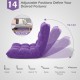 Adjustable purple floor chair with 14 positions, ideal for reading, gaming, or relaxing in any room.