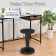 Adjustable black active learning stool with cushion seat, designed for children to promote good posture and.