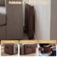 Adjustable bamboo laptop desk with tilting top, foldable design, and dual ventilation holes for versatile use.