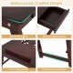 Detail shots of the adjustable bamboo laptop desk showcasing rounded edges, side storage drawer, and reinforced crossbars.