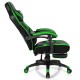Side view of the adjustable gaming chair in green, featuring a retractable footrest and ergonomic design for comfort.