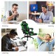 Adjustable gaming chair with footrest in green, featuring ergonomic design for working, gaming, and resting comfortably.