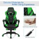 Adjustable gaming chair in green with ergonomic design, retractable footrest, and premium PU leather for ultimate.