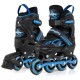 Adjustable kids' inline skates in blue with illuminating wheels, designed for ages 5-14, featuring safety straps and.