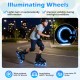Adjustable kids' incline skates with illuminating wheels, 82A PU wheels, and ABEC-7 bearings for safe low-light skating.
