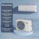 Airtural Series 12000 BTU mini split heat pump with dimensions, showcasing cooling and heating capacities for large.