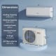 Airtural Series 9100 BTU mini split AC unit with cooling and heating capacities, designed for rooms up to 450 sq.ft.
