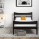 Twin size dark brown platform bed frame with sturdy pine wood construction and stylish design for versatile home decor.