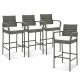 Set of 4 all-weather PE rattan bar chairs with armrests and cushions, ideal for backyard and porch relaxation.