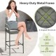 All-weather PE rattan bar chair with armrests, seat cushion, and heavy-duty metal frame for backyard relaxation.