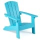Turquoise All-Weather HIPS Kid's Adirondack Chair with high backrest and armrests, perfect for indoor or outdoor use.
