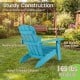 Turquoise All-Weather HIPS Kid's Adirondack Chair with high backrest, wide armrests, and sturdy construction for.