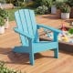 Turquoise All-Weather HIPS kid's Adirondack chair with high backrest and armrests, perfect for outdoor relaxation.