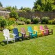 Colorful All-Weather HIPS Kid's Adirondack Chairs with high backrest, perfect for outdoor relaxation and stability.