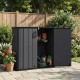 All-weather storage box in black with removable shelf, ideal for organizing gardening tools and outdoor items.
