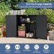 All-Weather Storage Box in black with removable shelf, ideal for organizing gardening tools and patio accessories.