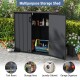 Black all-weather storage box with removable shelf, ideal for organizing tools and equipment in outdoor spaces.