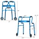 Height-adjustable blue aluminum folding wheeled walker with textured grips and non-slip foot pads for safe use.
