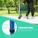 Aluminum heavy-duty folding wheeled stand-assist walker in blue with adjustable height and dual-tier armrests for.