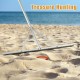 Aluminum rake with a 36-inch wide head and 68-inch handle, ideal for gardening tasks like leveling soil and collecting.