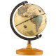 Mini rotating antique globe with a wooden base, featuring clear geographic details and a sturdy metal frame for.