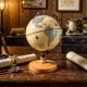 Mini rotating antique globe with wooden base, featuring clear geographic details for educational and decorative use.