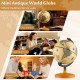 Mini antique world globe with a wooden base, 5.5 inches, perfect for decoration and educational use.