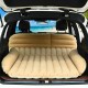 Inflatable SUV air backseat mattress in beige, made of soft flocking and PVC, ideal for camping and road trips.