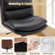 Armless office chair with curved backrest in black faux leather, featuring a padded seat and height-adjustable design.