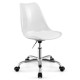 Clear armless rolling office chair with swivel seat, PU leather cushion, and chrome base, ideal for small spaces.
