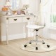 Armless rolling office chair with clear PET material and PU leather cushion, ideal for small spaces like study rooms.