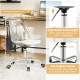 Armless rolling office chair with clear PET material, adjustable height, and 360-degree swivel for versatile workspace.
