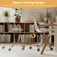 Armless rolling office chair in clear PET with a soft PU leather cushion, ideal for small spaces and easy storage under.