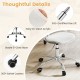 Armless rolling office chair with clear PET material, ergonomic design, and 360° swivel casters for versatile use.