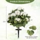 Artificial begonia ball tree with 22 white flowers, 13-inch size, perfect for garden decoration with ground spike.